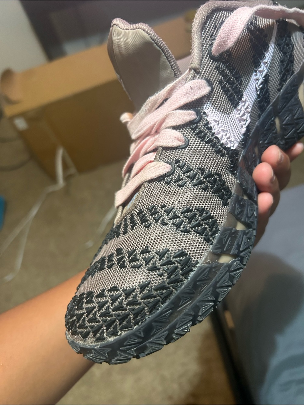 Men’s ja 3 showstopper Grey and Pink Knit Athletic Shoe